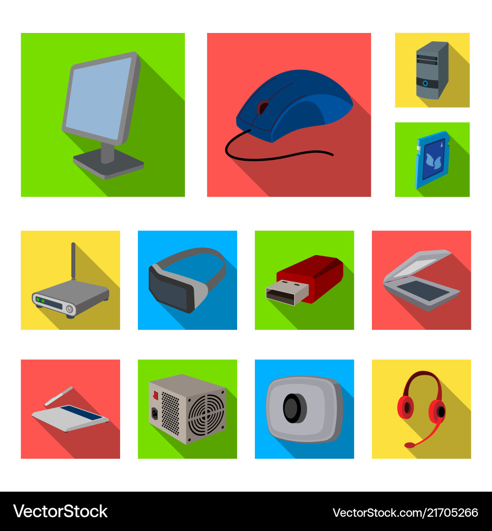 Personal computer flat icons in set collection Vector Image