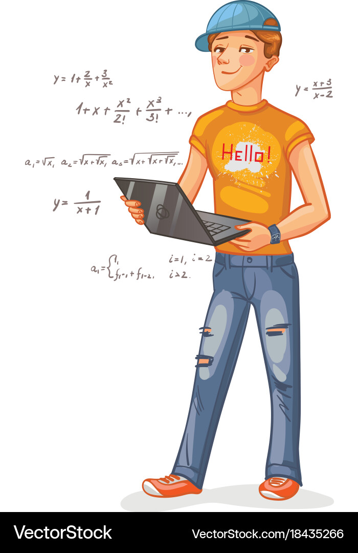 Programmer with a laptop Vector Image