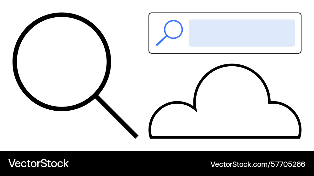 Search tool magnifying glass with cloud and input vector image