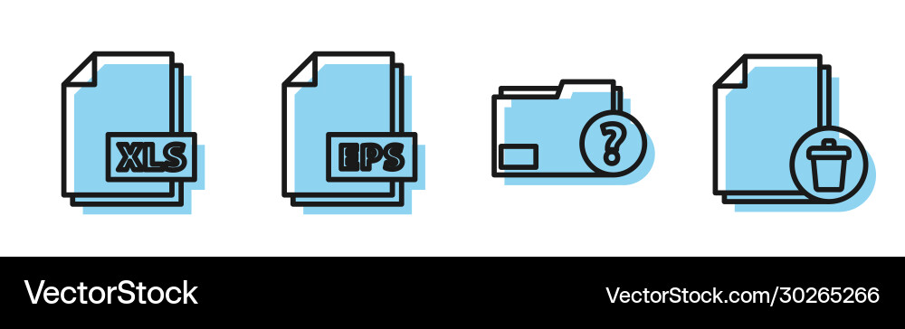 Set line unknown document folder xls file Set line unknown document folder xls file vector image
