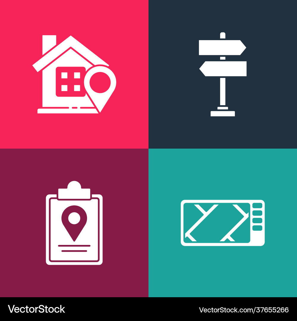 Set pop art gps device with map folded location Set pop art gps device with map folded location Vector Image
