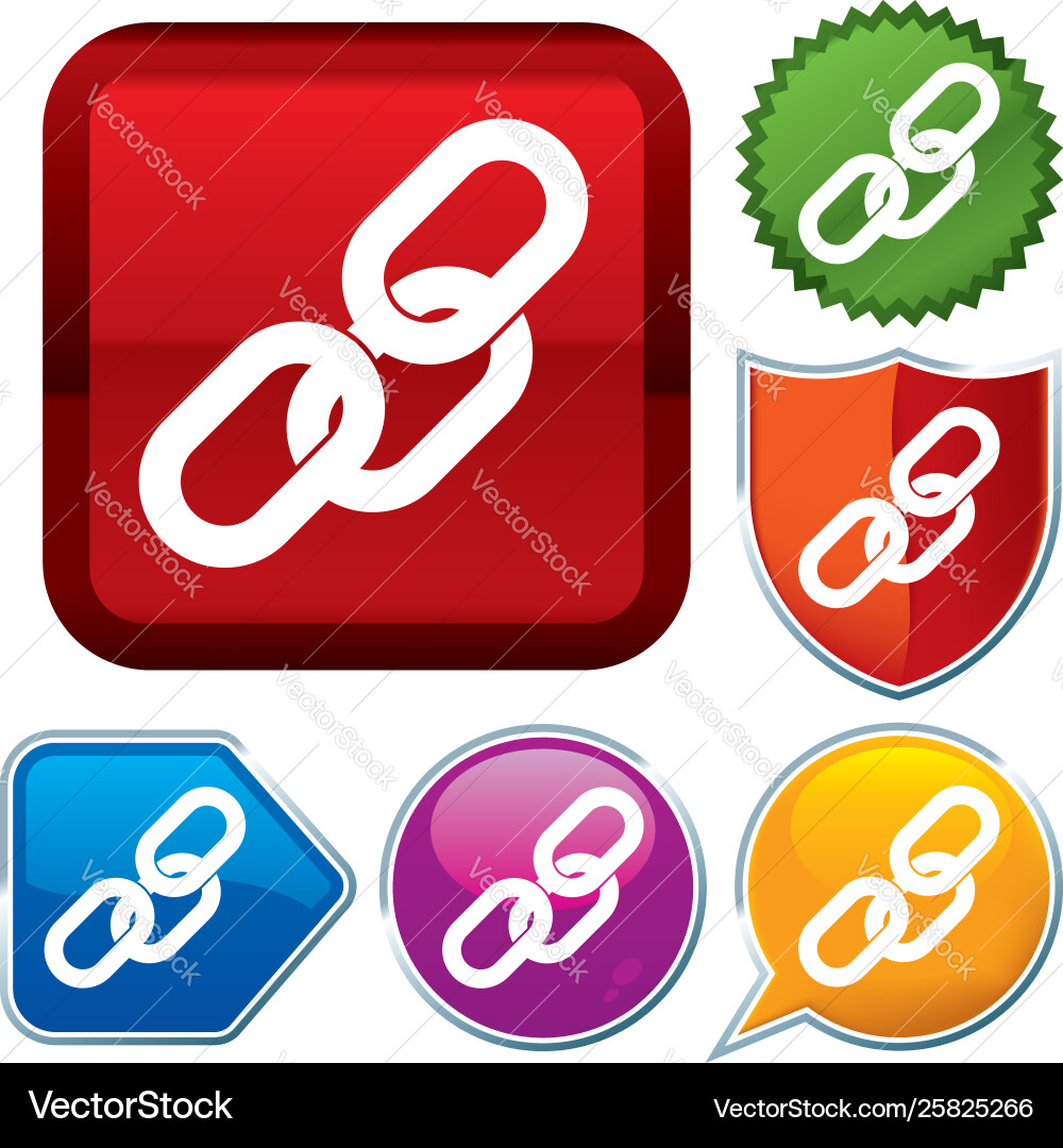 Set shiny icon series on buttons chain Vector Image