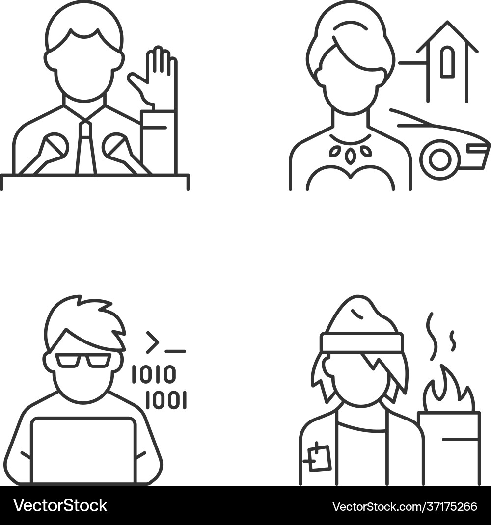 Social status type linear icons set Social status type linear icons set vector image