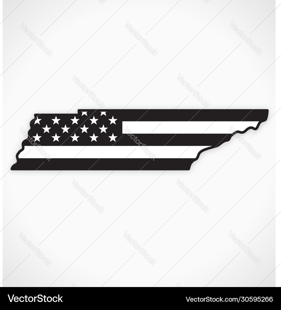 Tennessee tn map with usa flag black white Vector Image