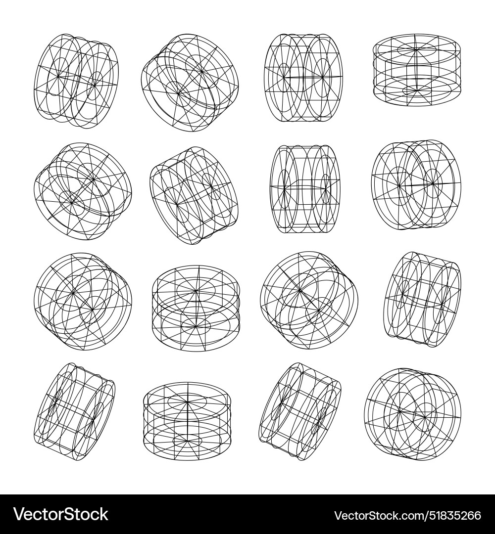 Wireframe lined shapes perspective mesh 3d grid Wireframe lined shapes perspective mesh 3d grid Vector Image
