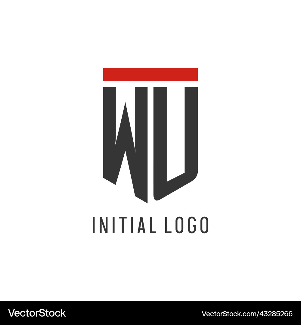 Wu initial esport logo with simple shield design Vector Image