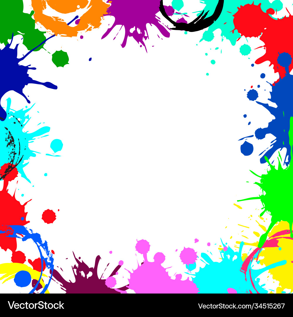 Abstract empty frame from color ink blobs splatter vector image