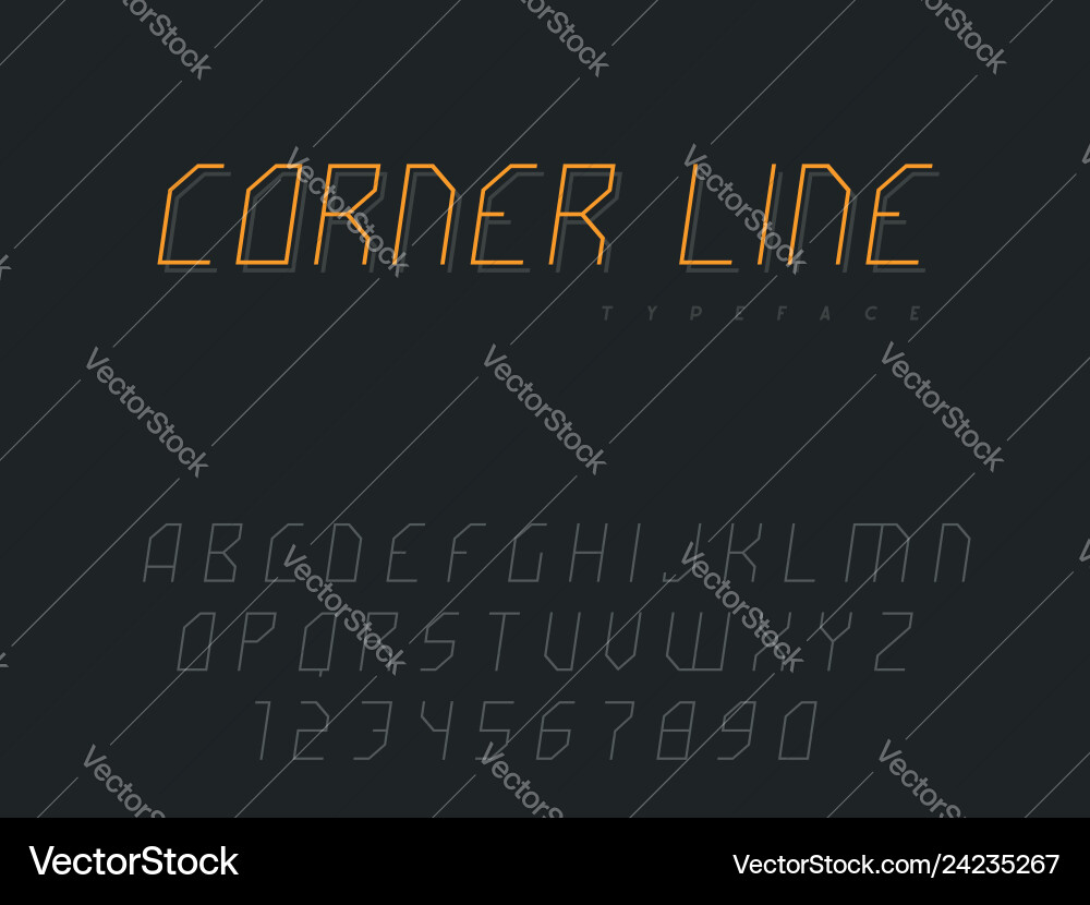 Abstract linear font latin letters and numbers Abstract linear font latin letters and numbers vector image