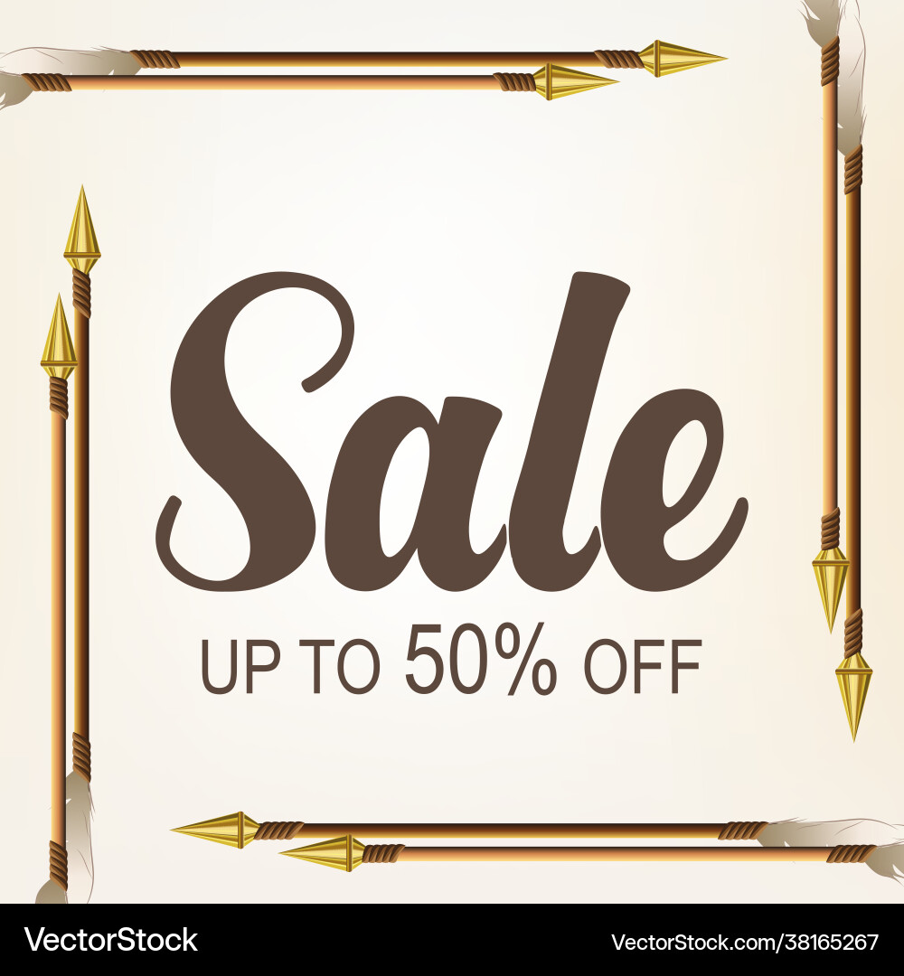 Arrow pattern abstract square frame gold tip vector image