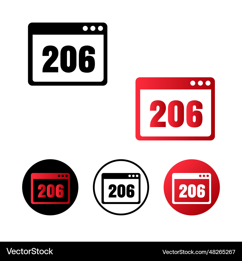 Browser status 206 icon Browser status 206 icon vector image