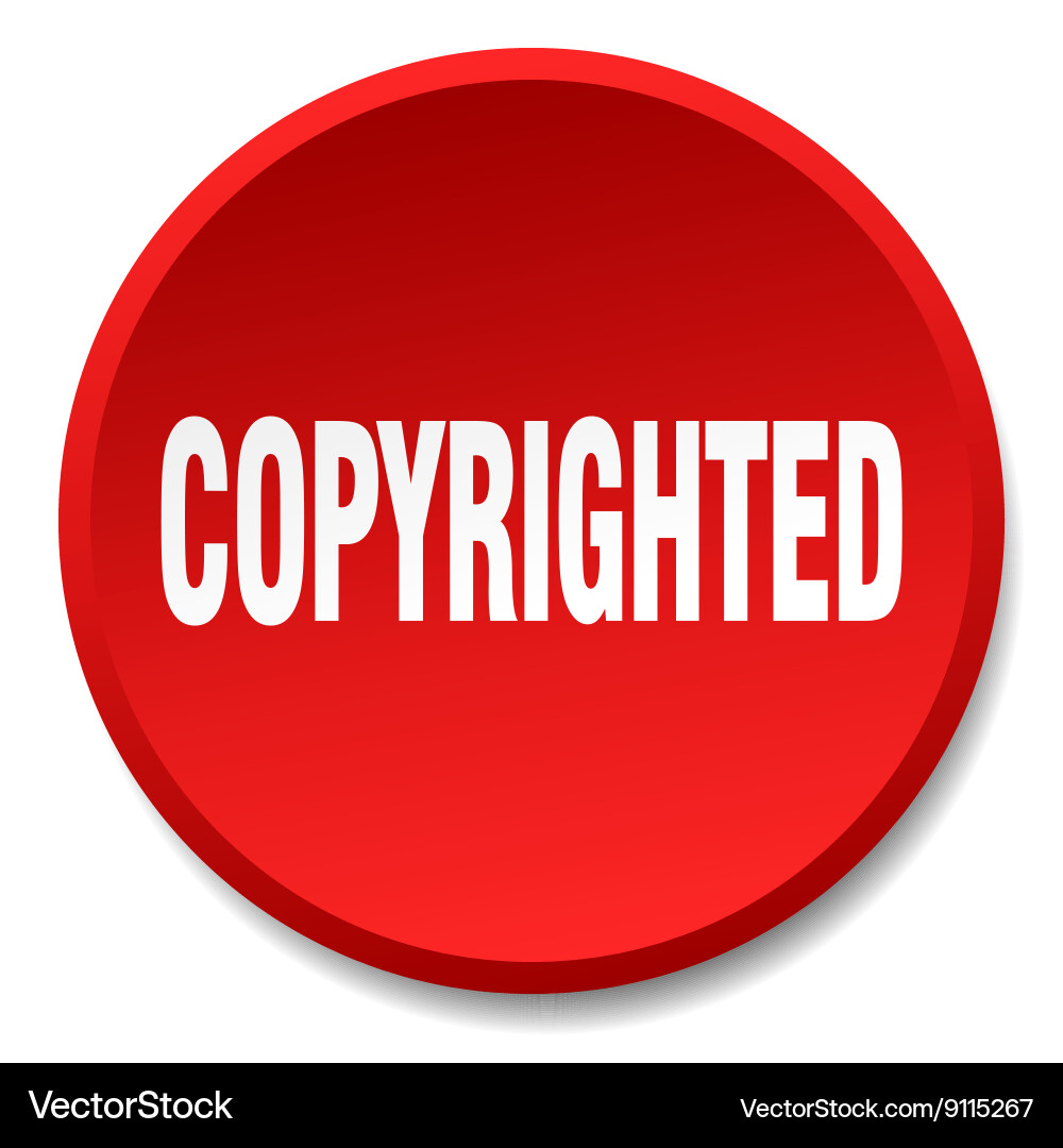 Copyrighted red round flat isolated push button Vector Image