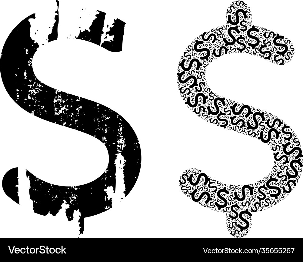 Dollar symbol icon recursive composition Vector Image