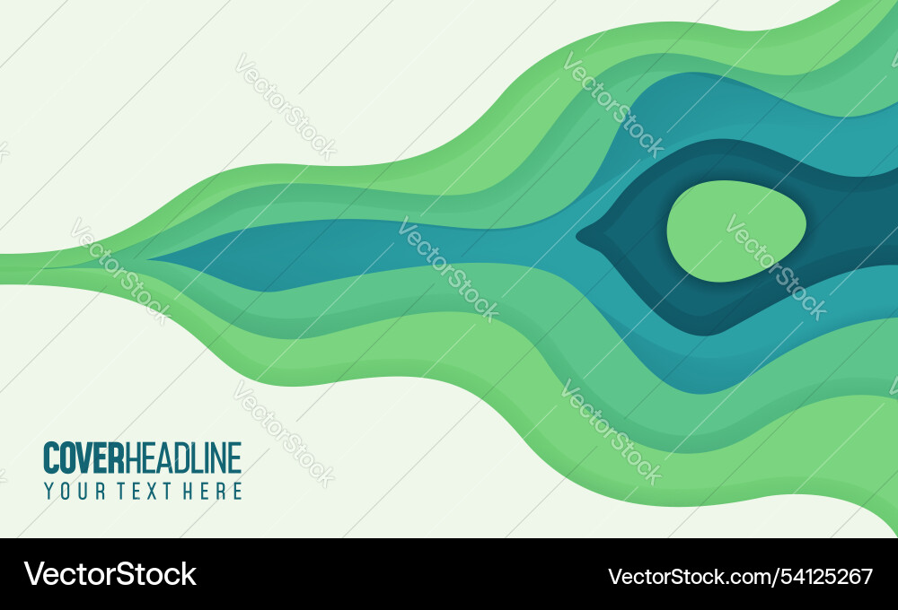Green papercut design background with overlap Vector Image