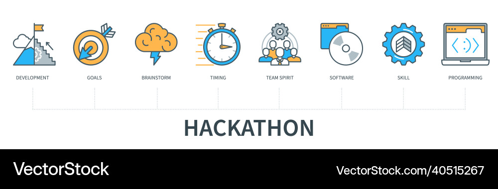 Hackathon concept with icons development goals Hackathon concept with icons development goals vector image