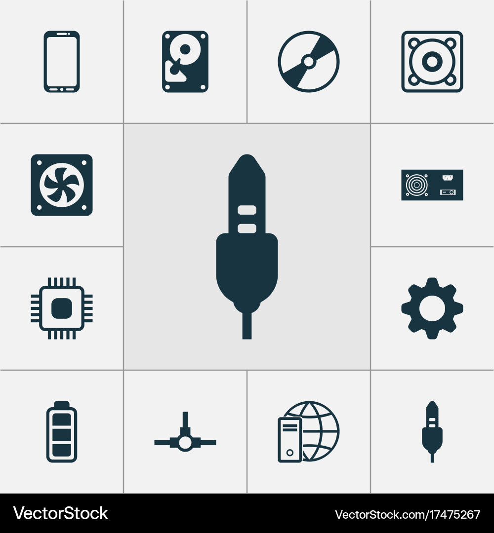 Hardware icons set collection of network Vector Image