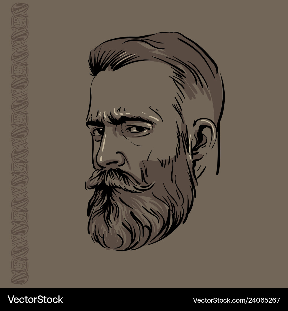 Hipster man portrait with beard and pattern Hipster man portrait with beard and pattern vector image