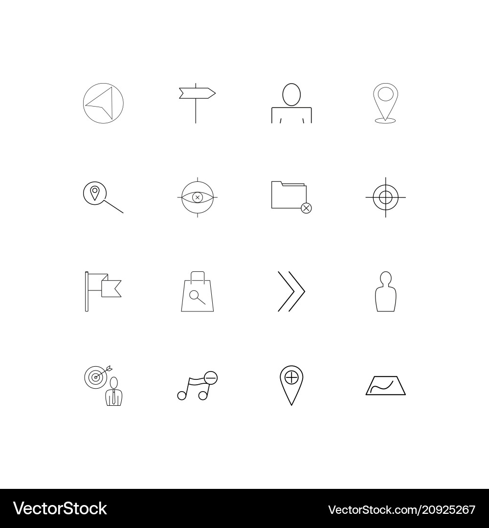 Maps and navigation linear thin icons set Vector Image
