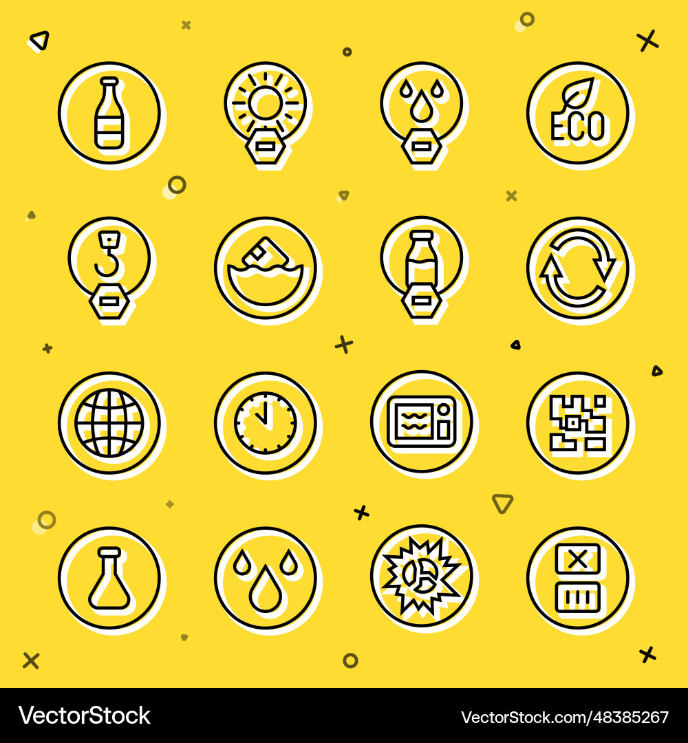 Set line temperature wash qr code recycle symbol Set line temperature wash qr code recycle symbol Vector Image