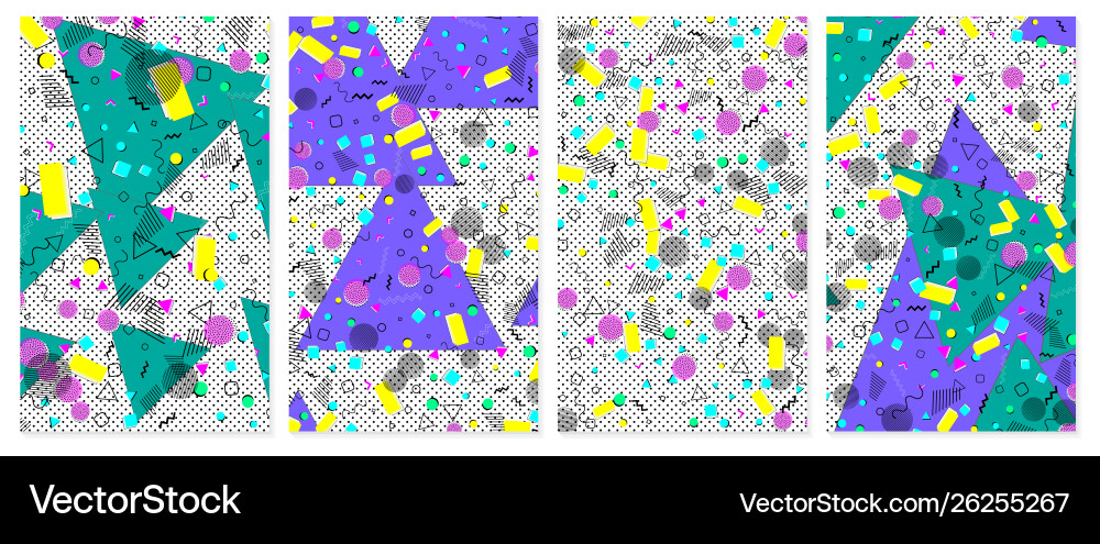 Set memphis pattern pop art color background Vector Image