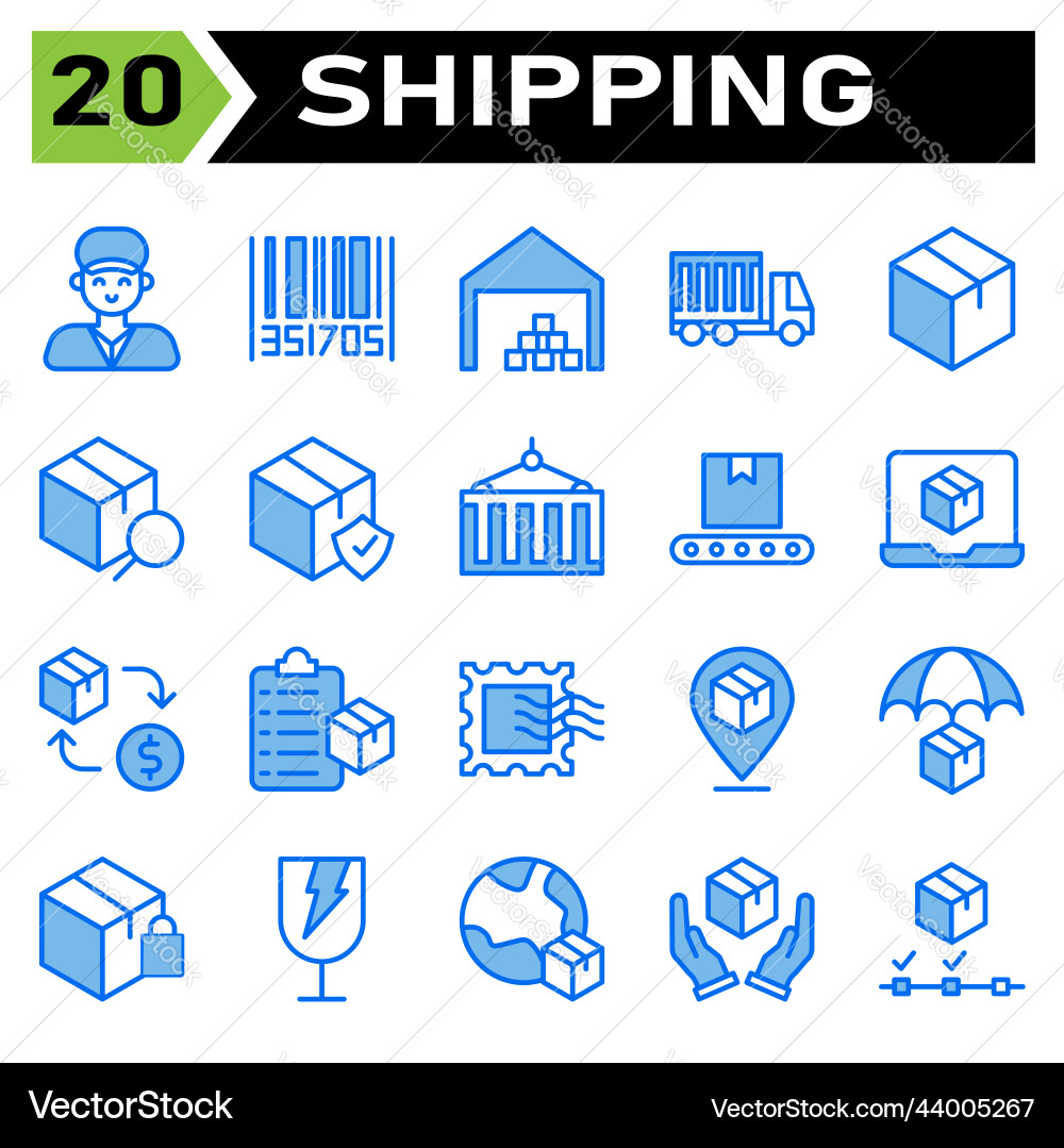 Shipping and logistic icon set include man Shipping and logistic icon set include man Vector Image