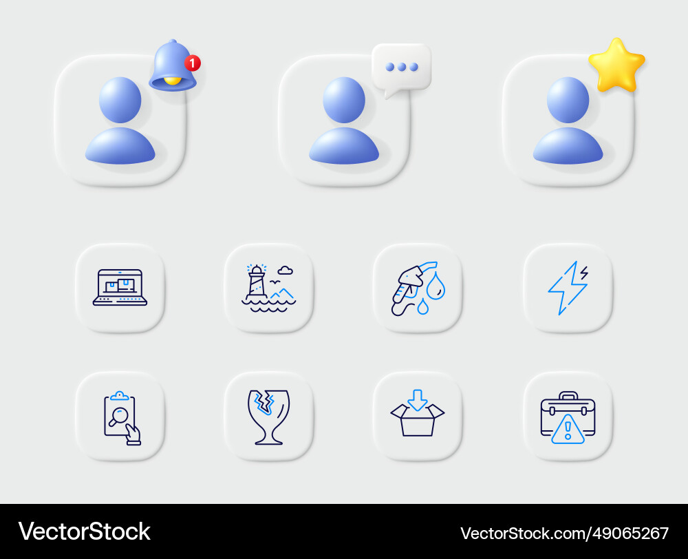Web inventory power and inspect line icons Web inventory power and inspect line icons vector image
