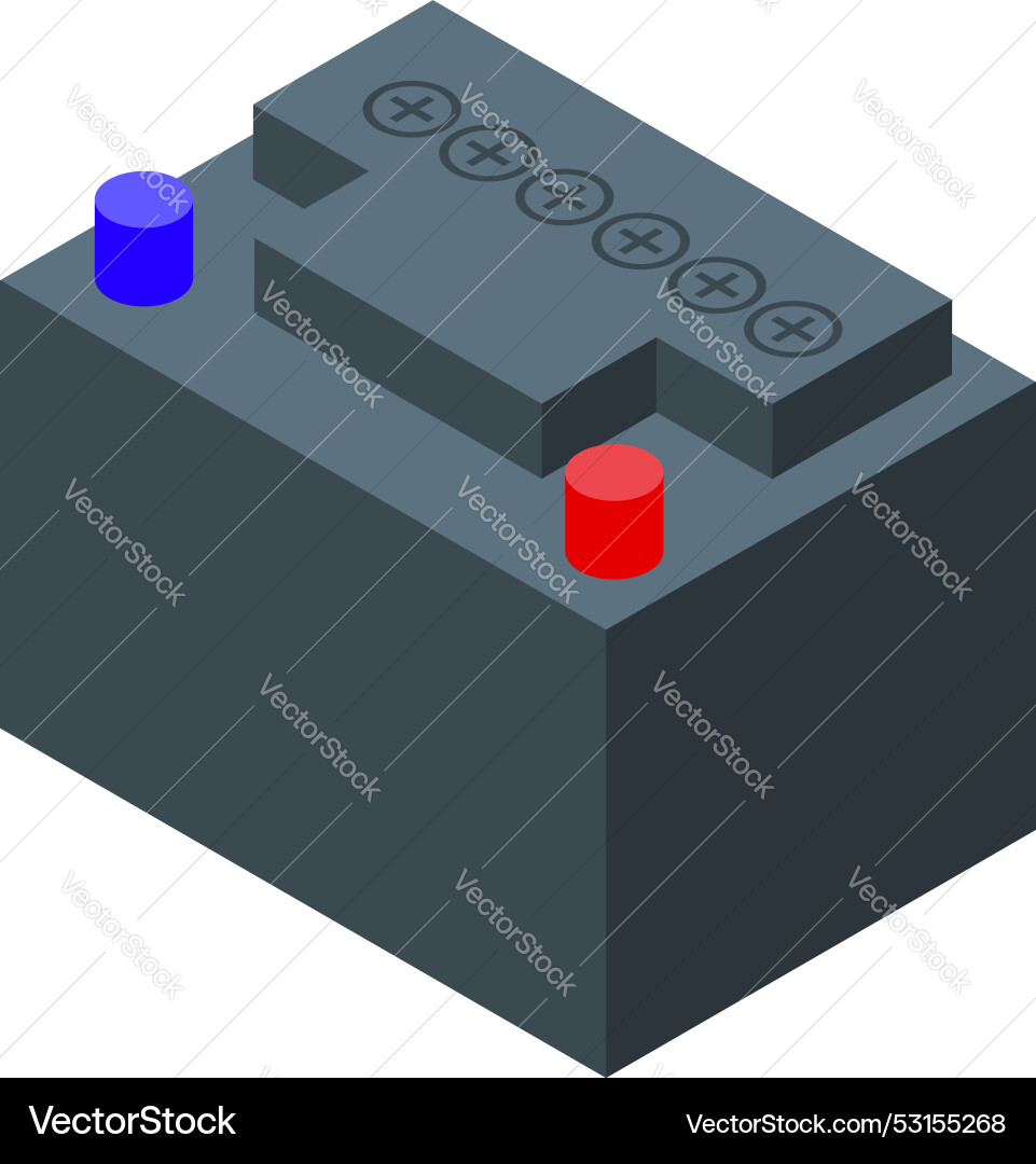 Accumulator battery with plus and minus terminals Vector Image