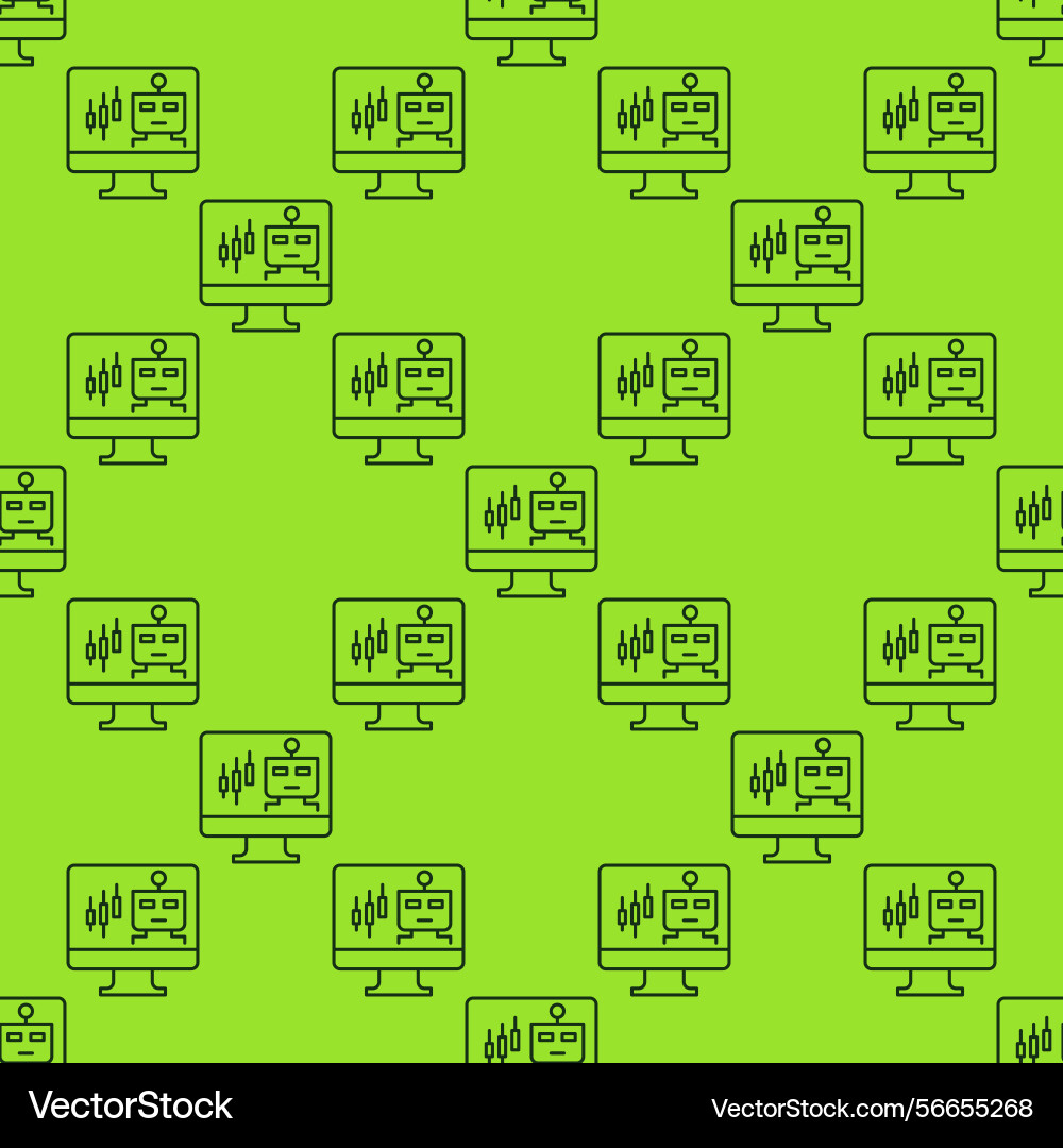 Automated trading chatbot on pc screen thin line vector image