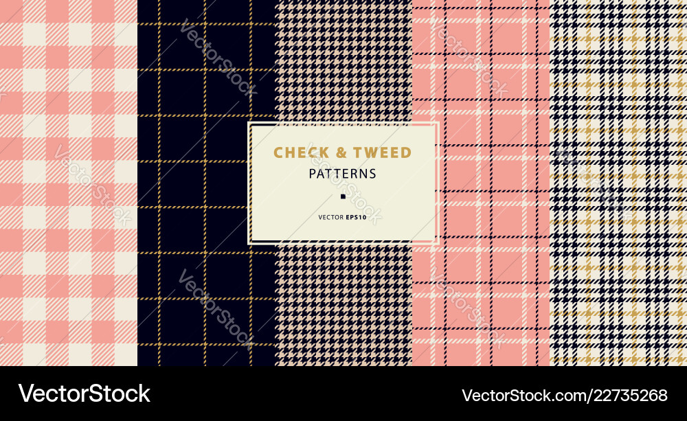 Check and Tweed Pattern Set vector image