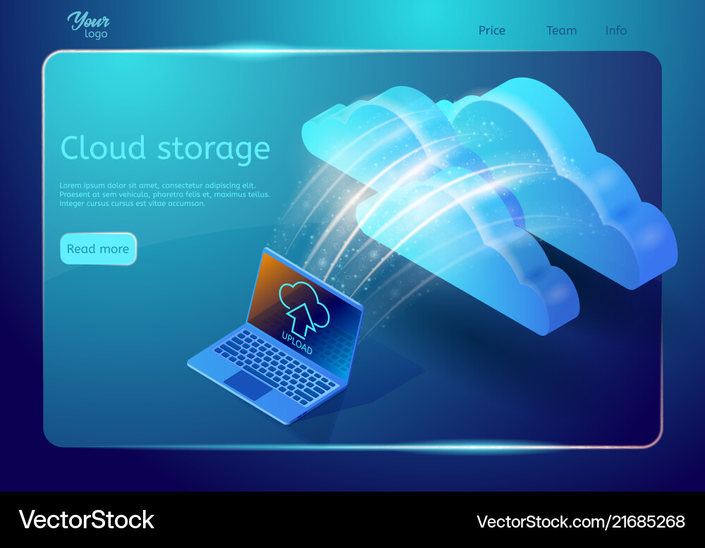 Cloud storage web page template abstract design Cloud storage web page template abstract design Vector Image