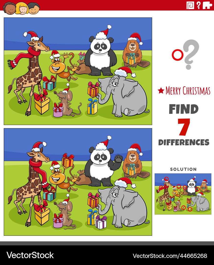 Differences activity with animal characters Vector Image