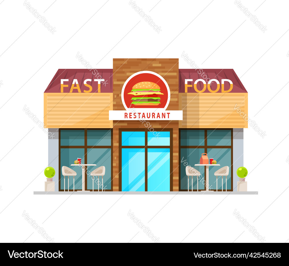 Fast food cafe building restaurant exterior vector image