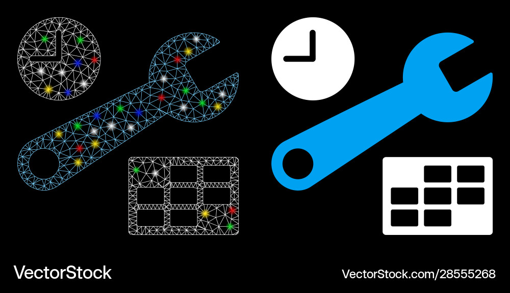 Flare mesh 2d date and time setup icon with vector image