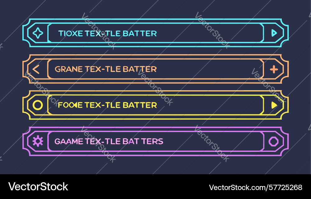 Game text style buttons ui elements for vector image