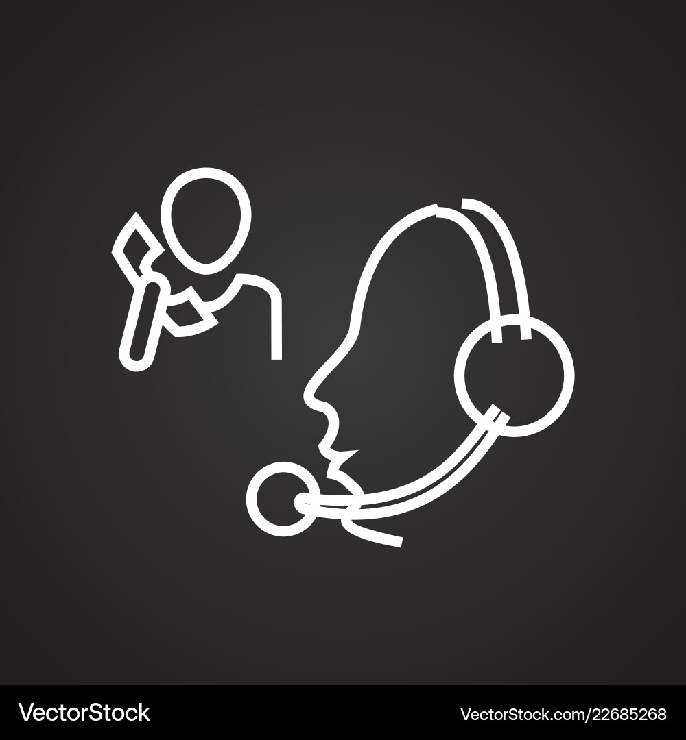 Help desc call center operator thin line on black Vector Image