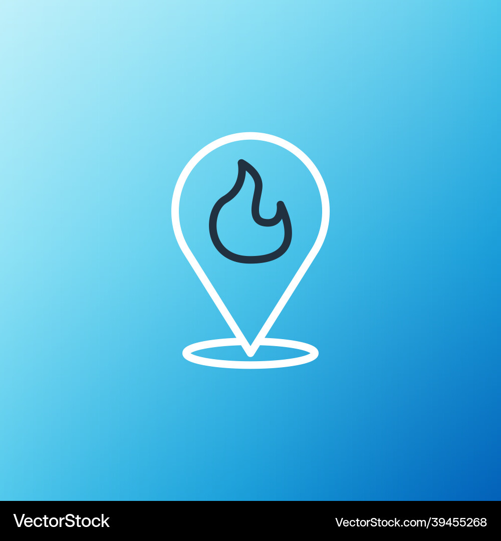 Line map pointer with fire flame icon isolated Line map pointer with fire flame icon isolated Vector Image
