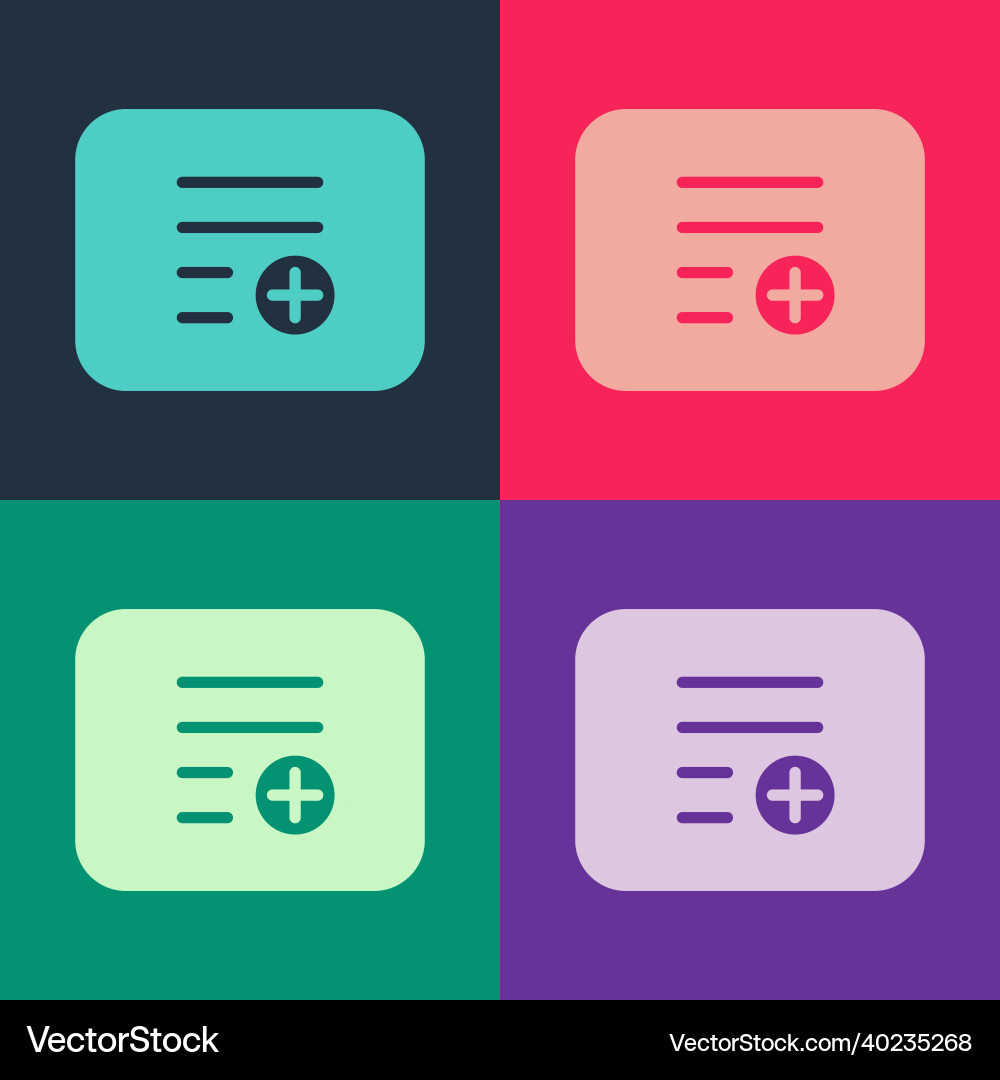 Pop art add to playlist icon isolated on color Pop art add to playlist icon isolated on color vector image