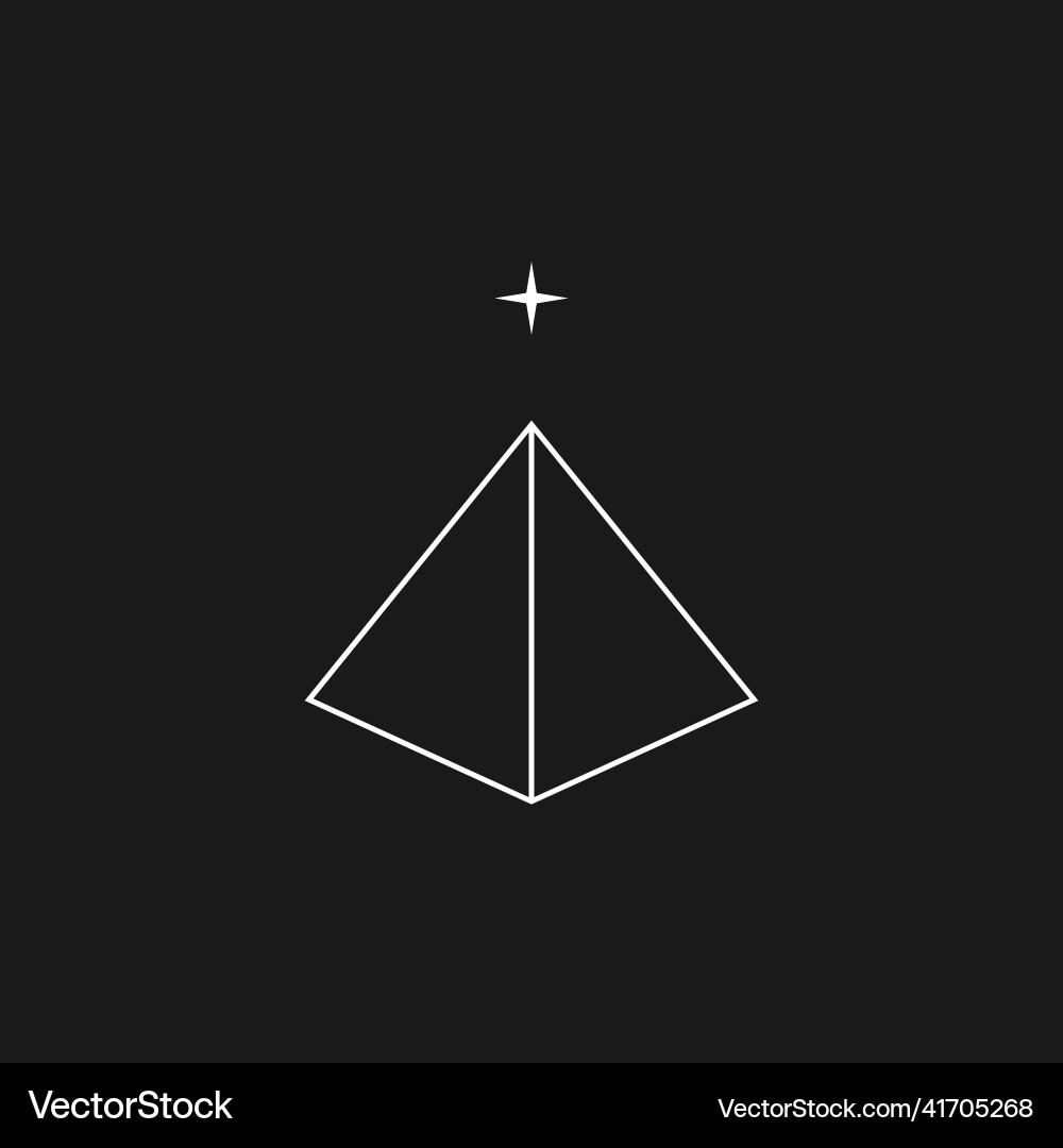 Retrowave Ästhetik lineare Pyramide mit einem Stern Retrowave Ästhetik lineare Pyramide mit einem Stern vektorbild