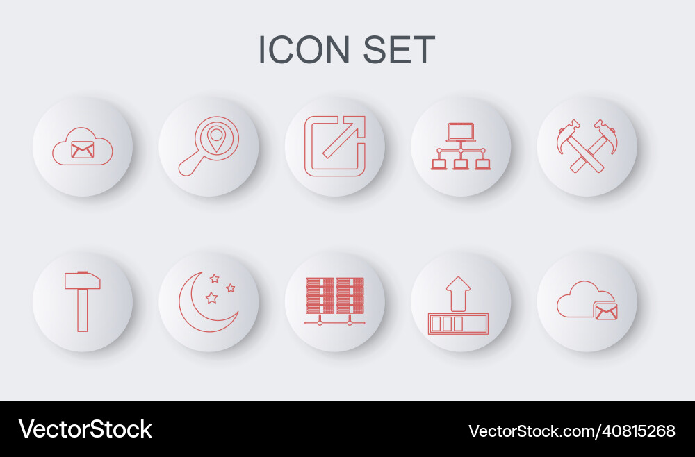 Set line cloud mail server hammer open in new Set line cloud mail server hammer open in new vector image