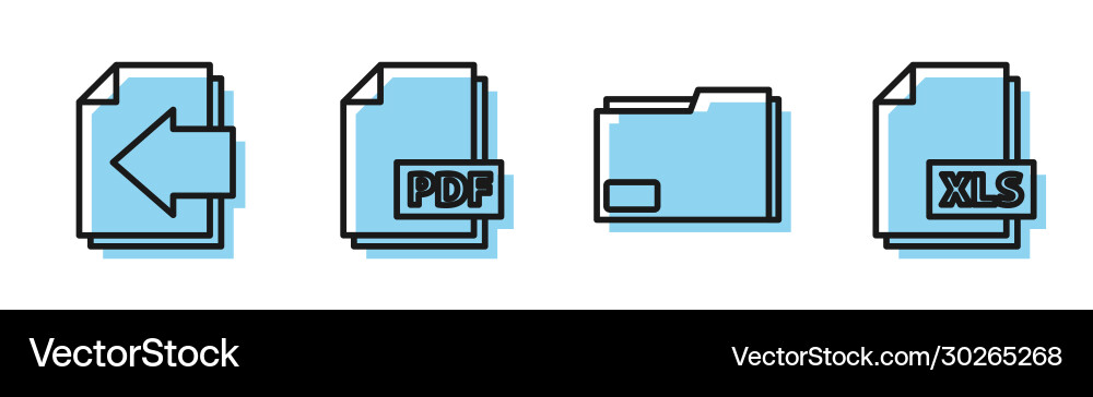 Set line document folder next page arrow pdf Vector Image