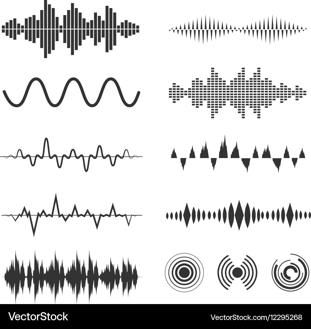Signal Waveforms & Sound Waves vector image