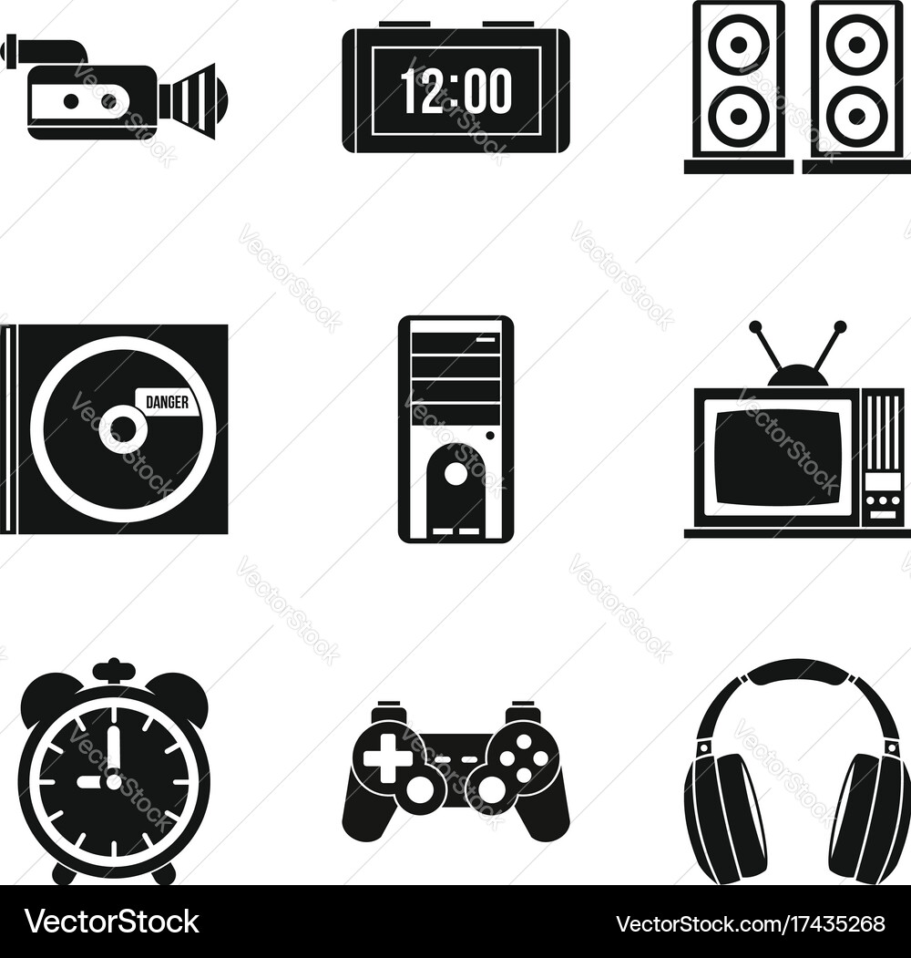 Soundtrack icons set simple style vector image