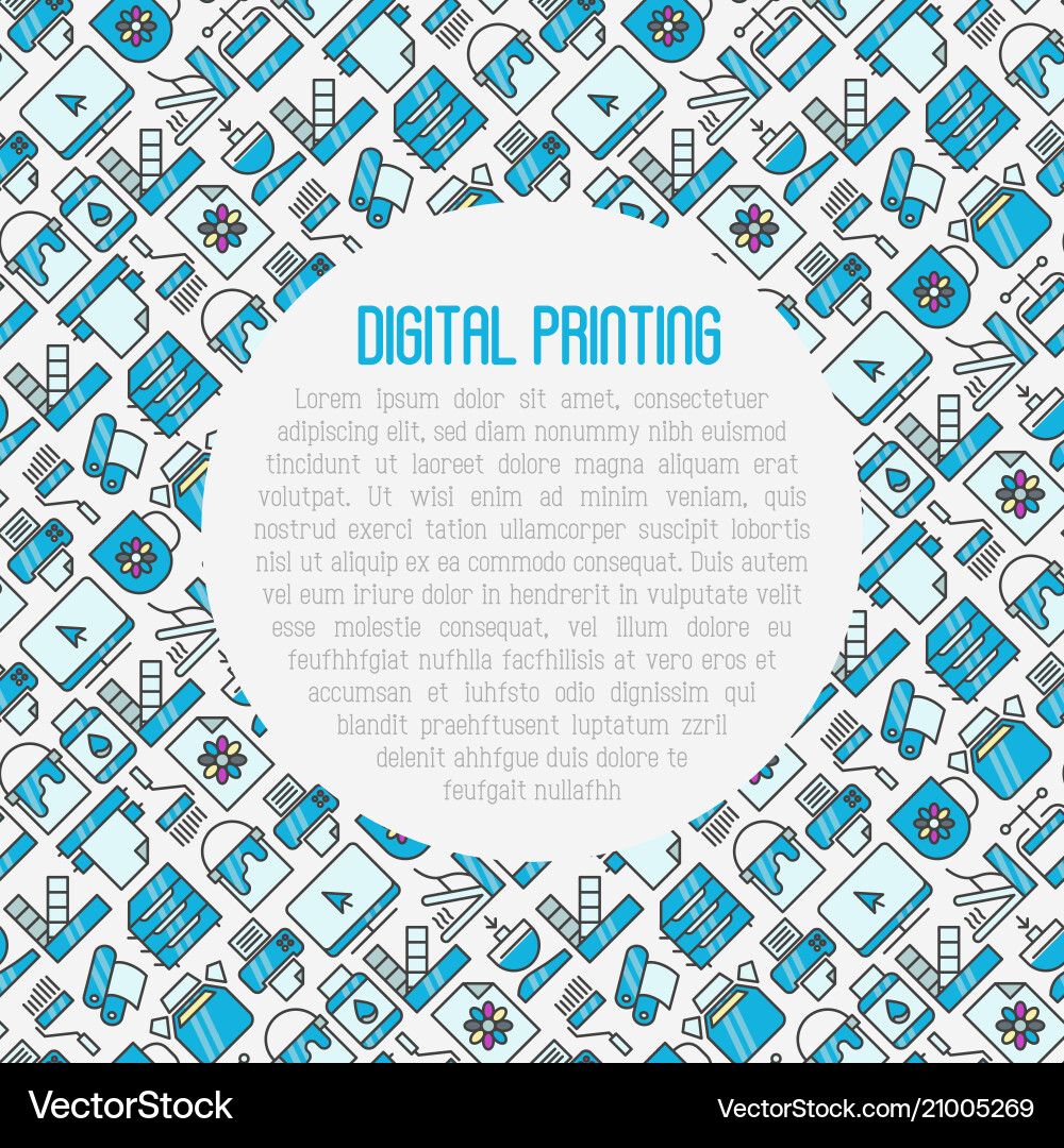 Digital printing concept with thin line icons Digital printing concept with thin line icons vector image