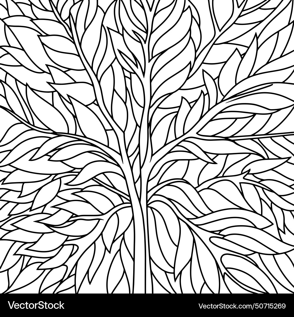 Doodle tree with pattern isolated coloring page Vector Image