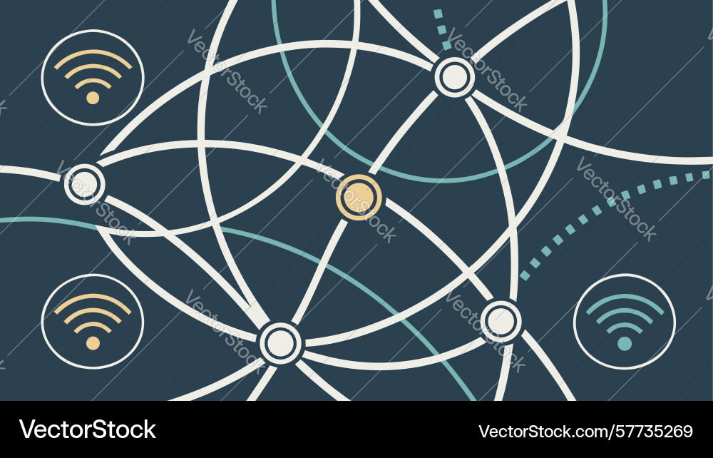 Global network with wi-fi symbols symbolizing vector image