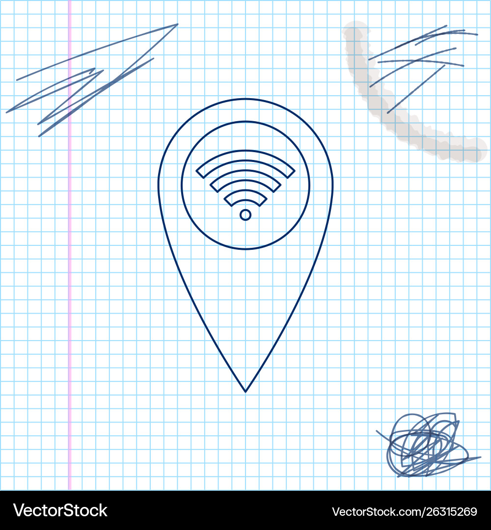 Pointer map with wifi internet signal connection Vector Image