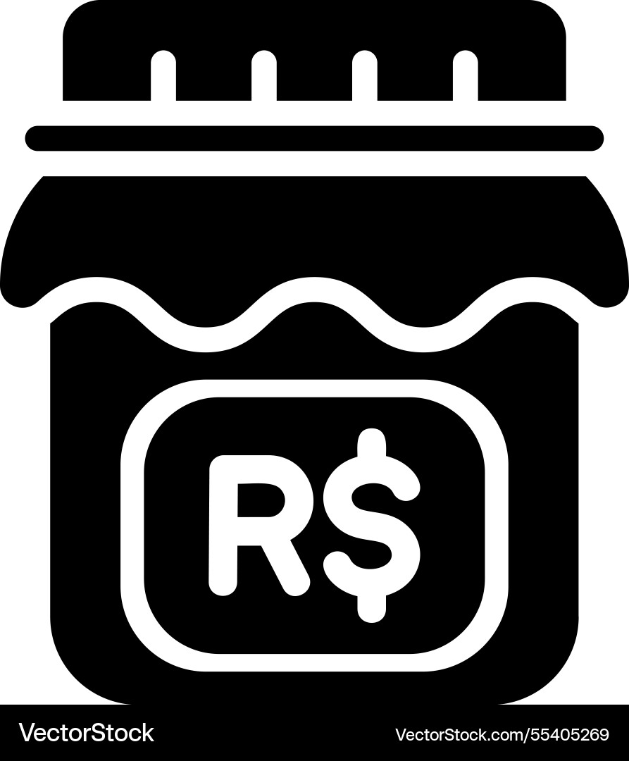 Real currency isolate in a jar Real currency isolate in a jar Vector Image