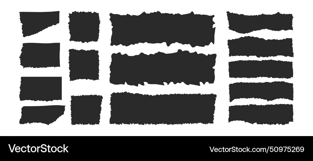 Rough paper edge set rectangle torn shape border Rough paper edge set rectangle torn shape border Vector Image