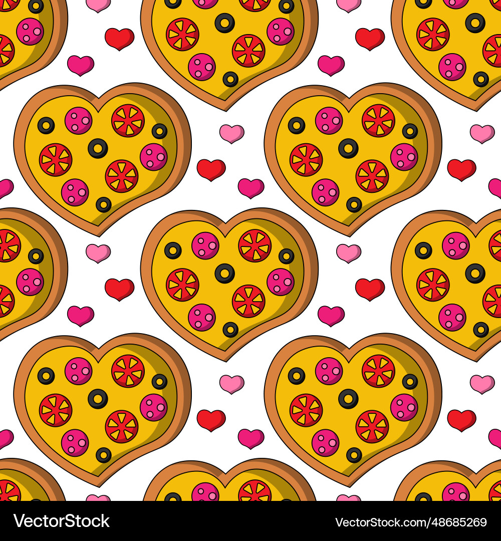 Seamless pattern with pizza in the shape Seamless pattern with pizza in the shape Vector Image