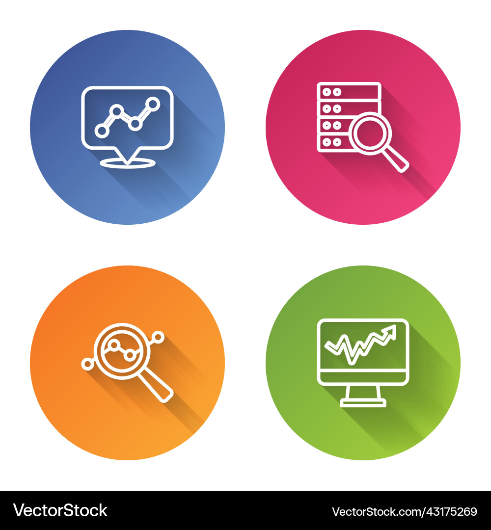 Set line graph chart infographic server search Set line graph chart infographic server search vector image