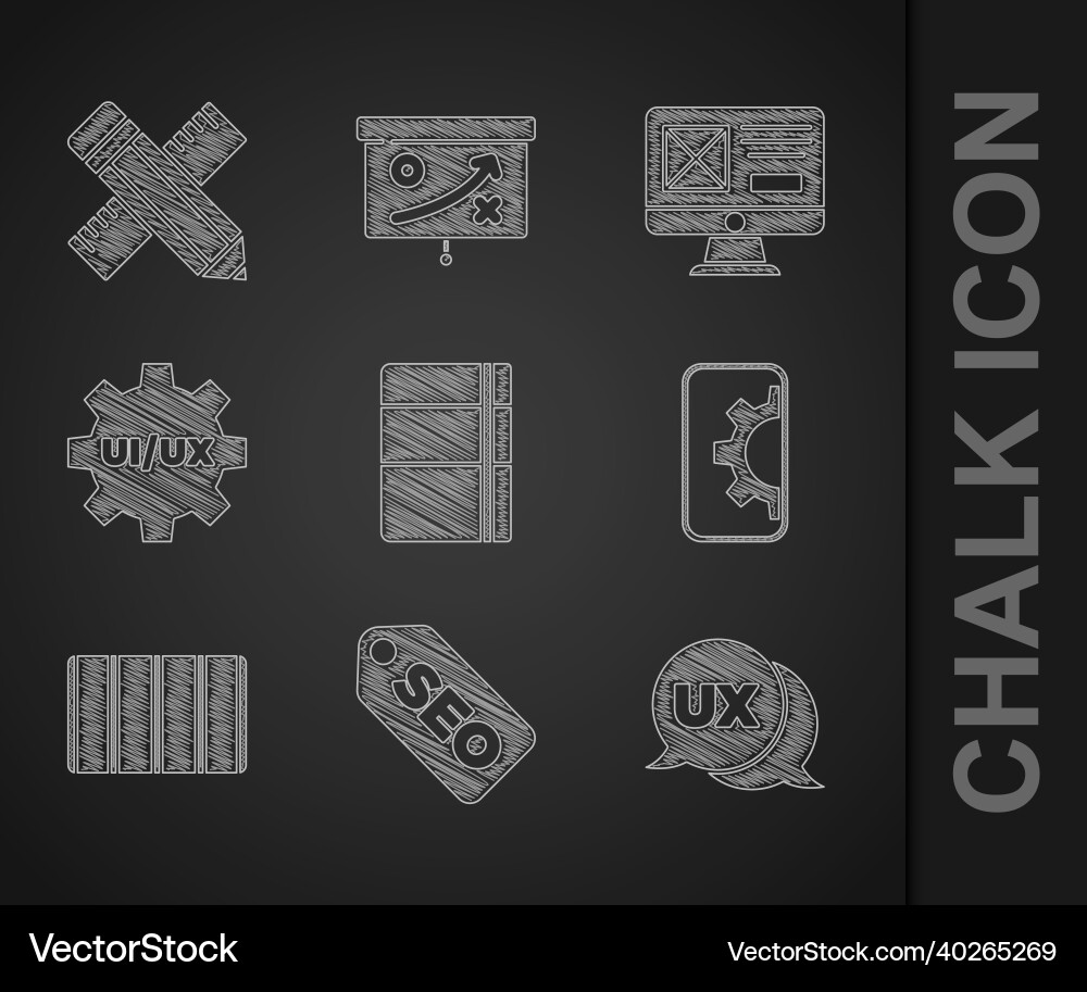 Set sketchbook or album seo optimization ui ux Set sketchbook or album seo optimization ui ux vector image